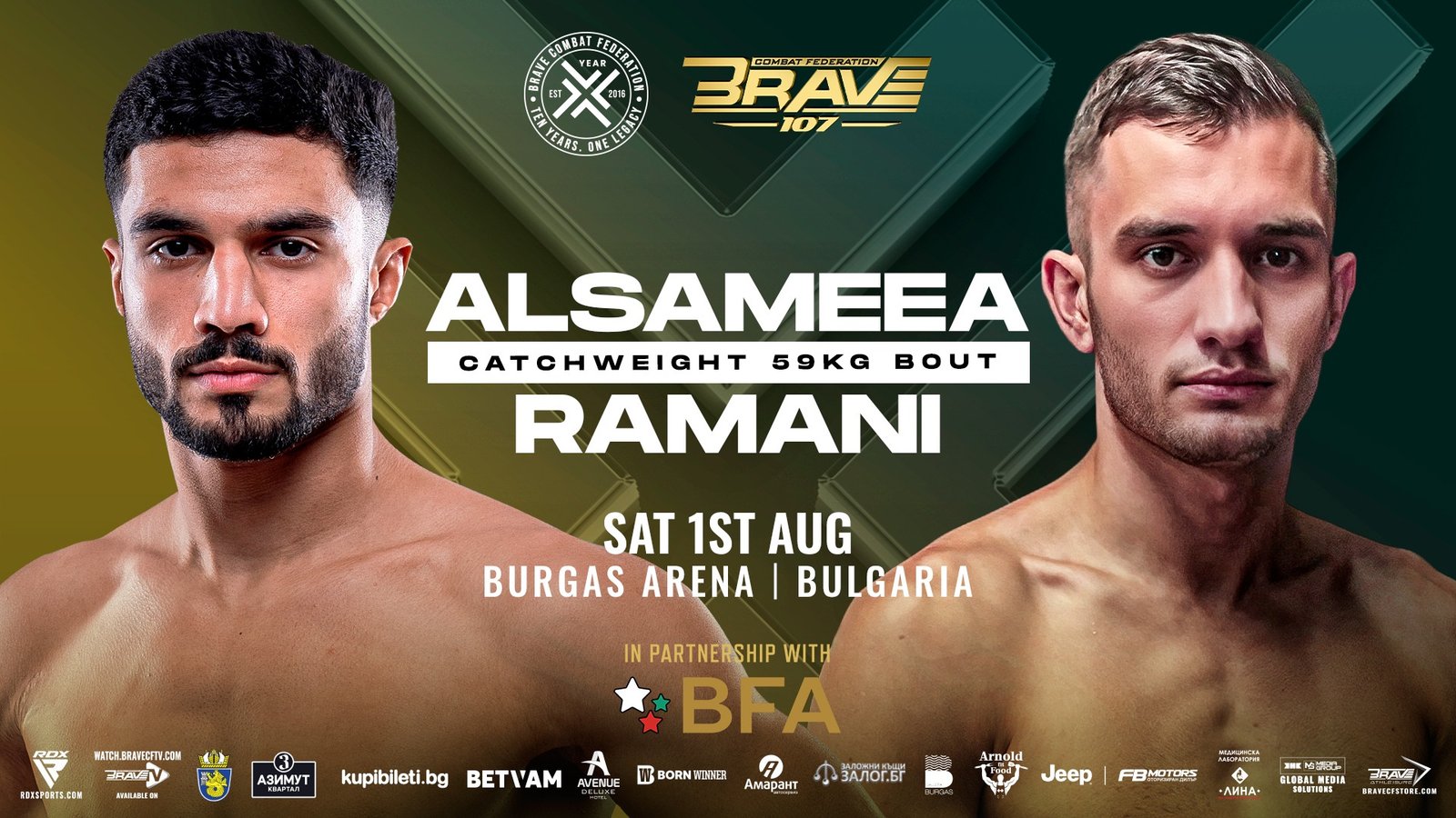 Mohamed Alsameea returns to action at BRAVE CF 107 in Bulgaria.