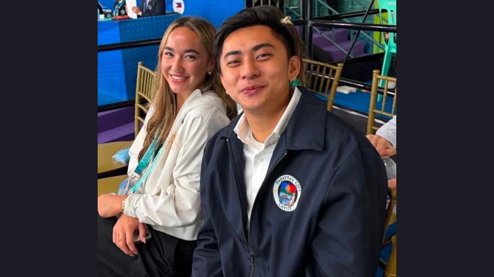agaytay City Mayor Brent Tolentino (right) with Olympian Aleah Finnegan