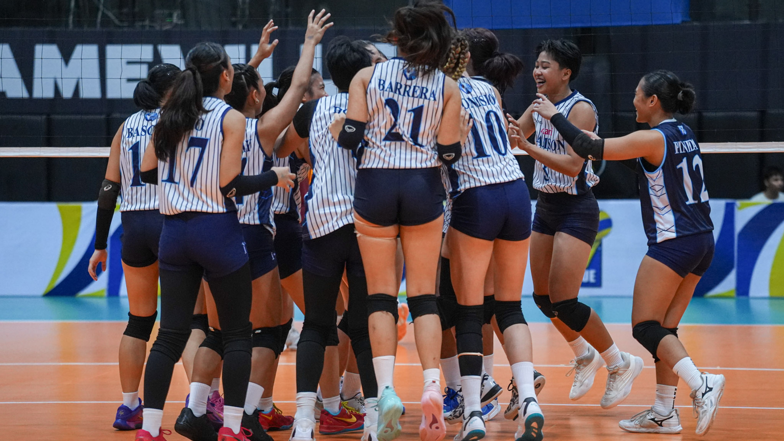Adamson’s players celebrate their straight-set victory in the V-League Collegiate Challenge. [PVL Images]