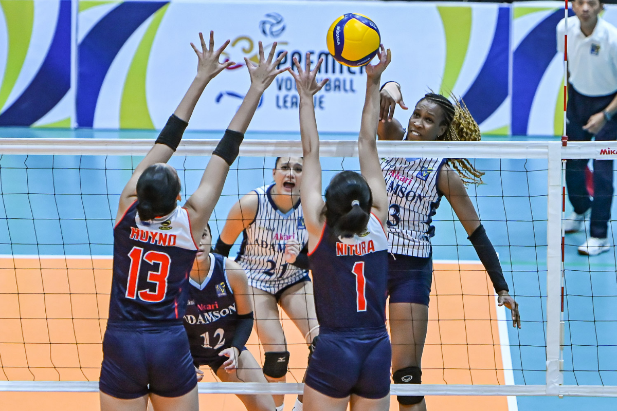 Frances Mordi leads Adamson University's title defense after scoring a match-high 17 points against Letran. [PVL Images]