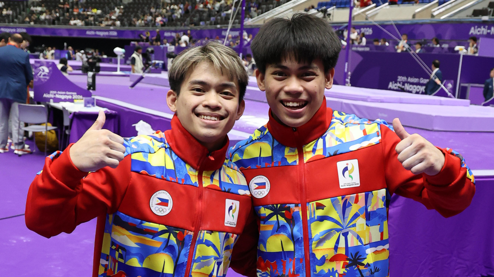 Carlos Yulo led the floor exercise with a 14.600 in the men's artistic gymnastics qualification at the Asian Games in Nagoya. [POC Media pool]