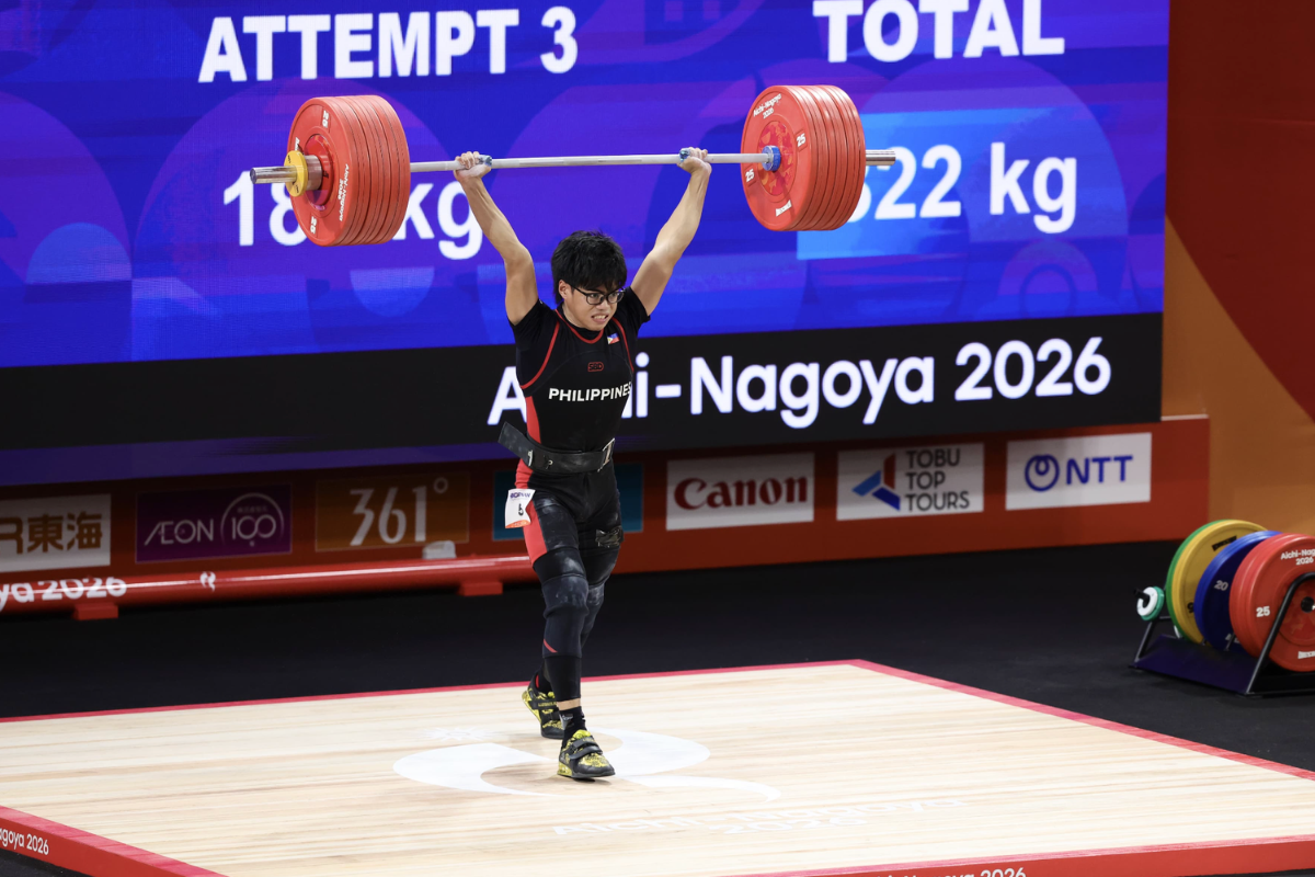Albert Ian Delos Santos won bronze in the men's 70kg weightlifting event at the 2026 Asian Games in Nagoya. [POC Media pool]