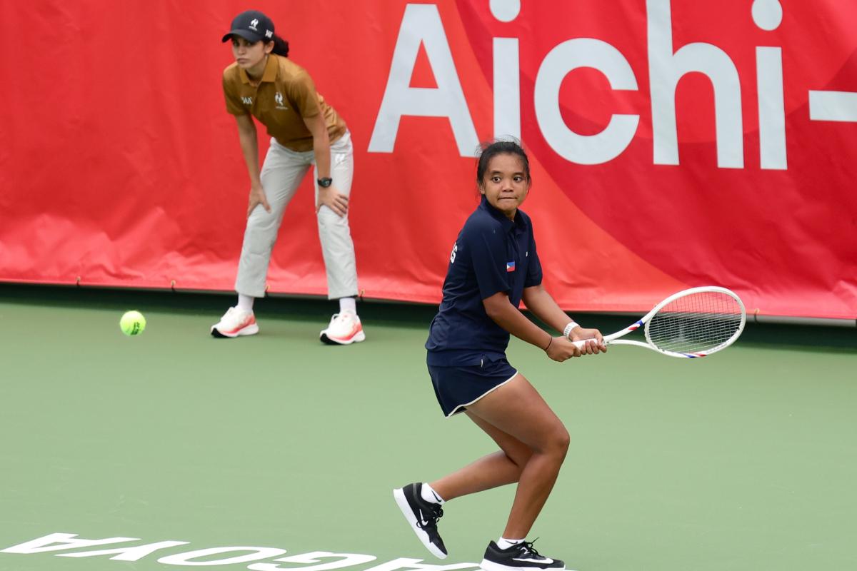 Tennielle Madis begins her Asian Games tennis campaign in Nagoya after making her singles debut against Japan's Himeno Sakatsume. [POC Media pool]