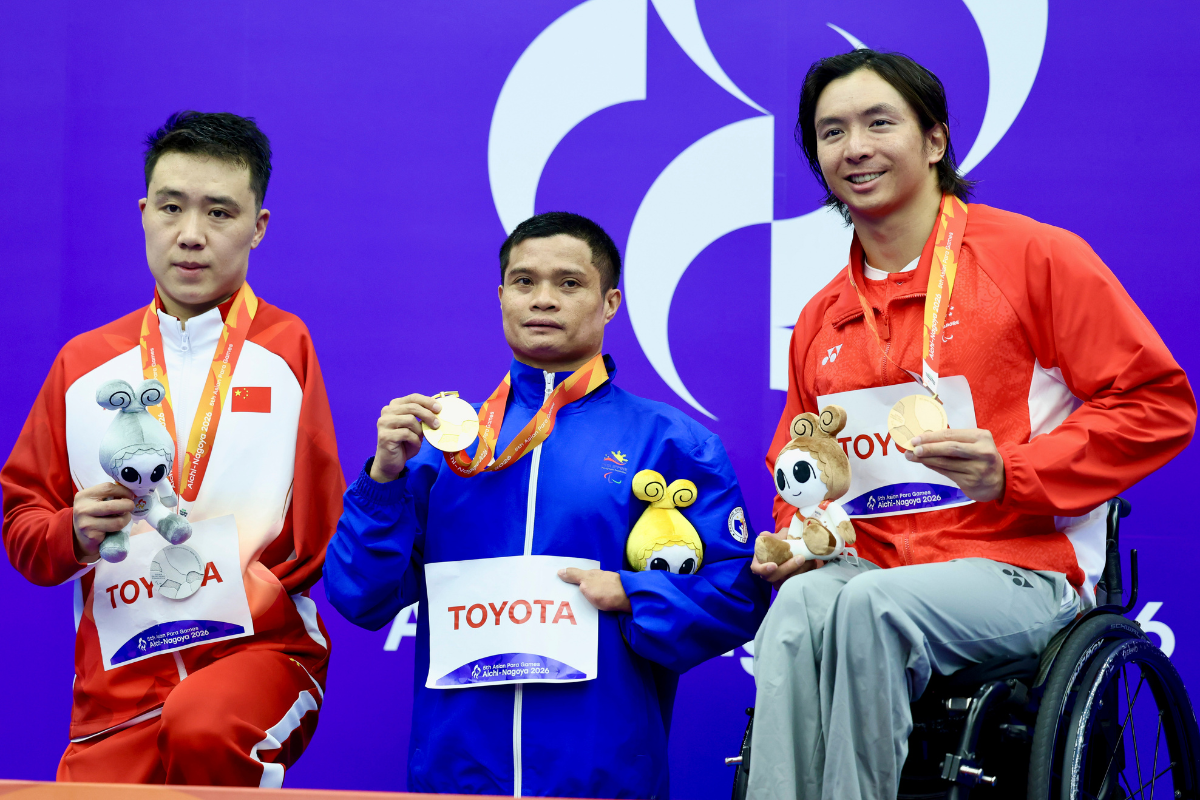 Ernie Gawilan won the Philippines' first gold medal at the 2026 Asian Para Games with victory in the men's 400-meter freestyle S7 in Nagoya, Japan. [PSC photo]
