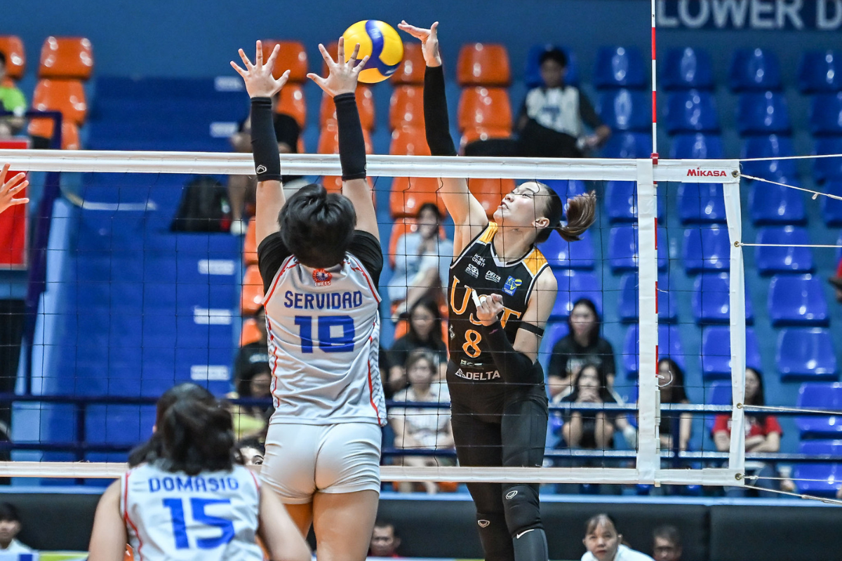 Marga Altea contributed 13 points, including four blocks, as UST shut down Arellano University in the V-League semifinals. [PVL Images]