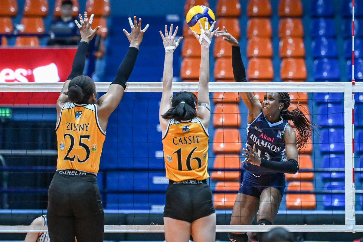 Frances Mordi led Adamson with 24 points in the Lady Falcons' five-set victory over UST in Game 1 of the 2026 V-League Collegiate Challenge finals. [PVL Images]