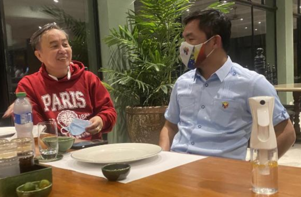 PHILIPPINE Olympic Committee president Rep. Abraham “Bambol” Tolentino (left) welcomes boxing icon Manny Pacquiao’s desire to fight in next year’s Paris Olympics. [POC photo release]