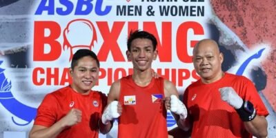 Aaron Jude Bado (center) with coach Ronald Chavez (right) [photo credit; asbc_official Instagram]