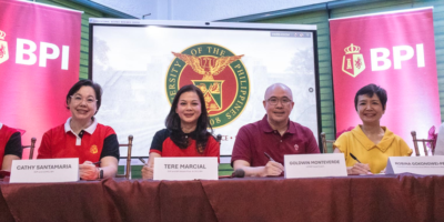 (L-R) Gina Eala, BPI Chief Human Resources Officer; Cathy Santamaria, BPI Chief Customer and Marketing Officer; Tere Marcial, BPI EVP and BPI Wealth President and CEO; Goldwin Monteverde, UPMBT Head Coach; Robina Gokongwei-Pe, Robinsons Retail Holdings, Inc. President and CEO; Jed Eva III, nowheretogobutUP Chairman [PR photo]