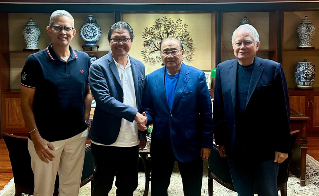 SPORTS patron Manny V. Pangilinan (third from right) makes his commitment with Philippine National Volleyball Federation president Ramon “Tats” Suzara and with them are MVP Sports Foundation president Al. Panlilio and PLDT Business Transformation Group Head and sports leader Ricky Vargas.