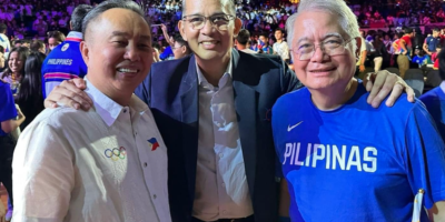 PHILIPPINE Olympic Committee president Abraham “Bambol” Tolentino, first vice president Al Panlilio and former president Ricky Vargas. [PR photo]