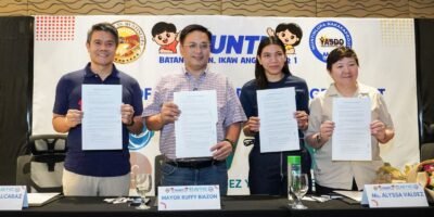 Mayor Ruffy Biazon, Atty. Jojay Alcaraz, Jennifer Lim (President of AV360), and Volleyball star Alyssa Valdez signed a memorandum of agreement to launch a grassroots volleyball program for the youth.