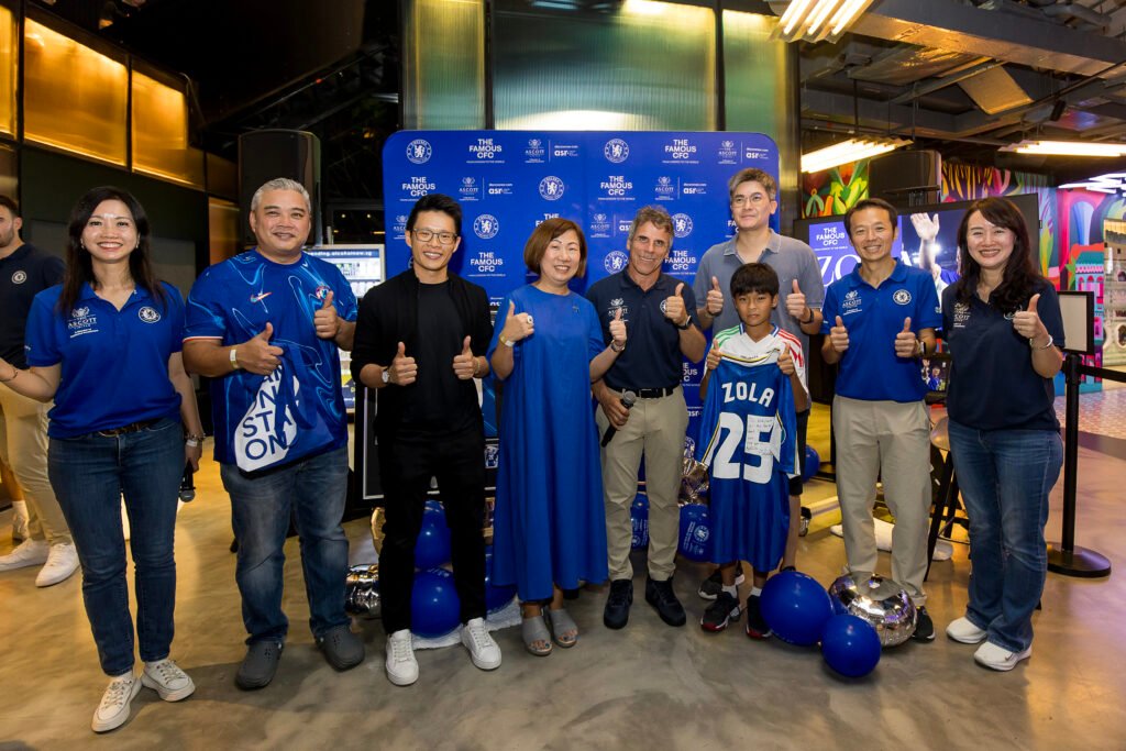 The lucky winners of three ‘one-of-a-kind’ shirts - two autographed by Chelsea legend Gianfranco Zola and one by award-winning player Cole Palmer - posed for a photo with the legend (fifth from left) after their generous bids in the live charity auction during the pre-match dinner party. In line with Ascott's and Chelsea's commitment to promoting disability inclusion, the proceeds from the auction were donated to the Goh Chok Tong Enable Fund (GCTEF), which supports individuals with disabilities.