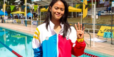 Quendy Fernandez, a 19-year-old from Philippines E, clinched her fourth gold in the swimming event of the BIMP-EAGA Friendship Games 2024 in Ramon V. Mitra Sports Complex at Puerto Princesa City, Palawan. [PSC photo]