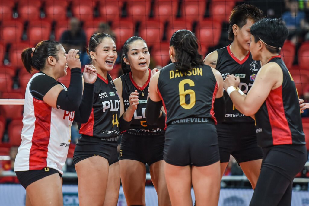 PLDT players in action during the PVL All-Filipino Conference, where they earned their AVC slot. [PVL photo]