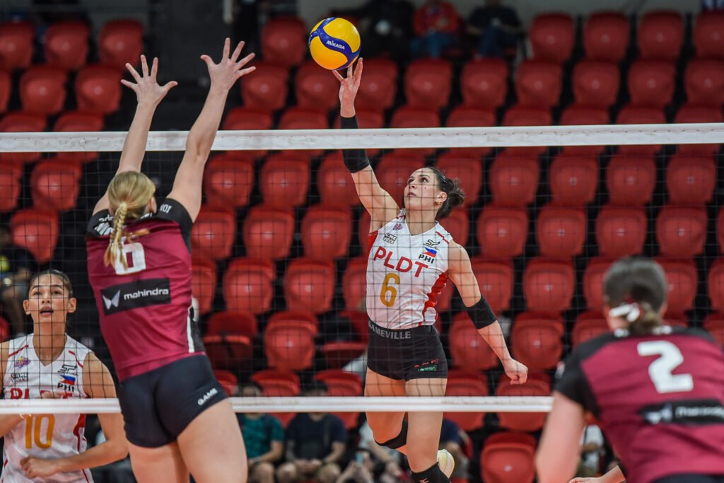 Savi Davison rises for a kill during PLDT’s sweep of Queensland in the 2025 AVC Women’s Champions League opener. [PVL Images]