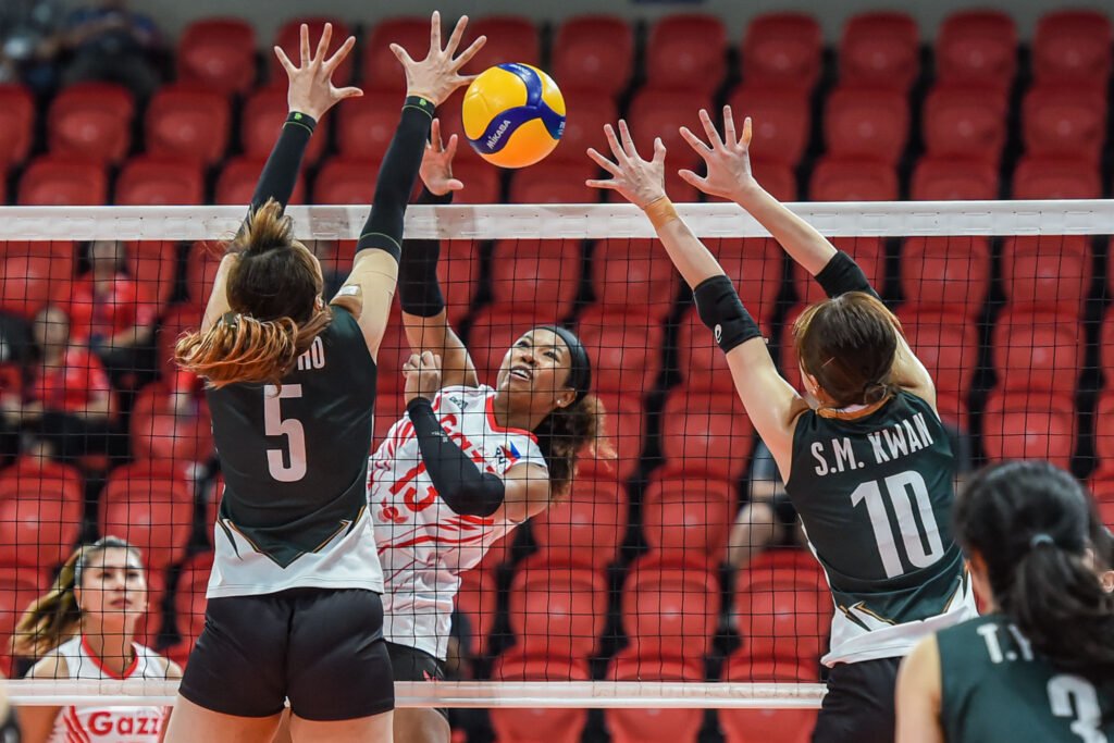 MJ Phillips added power at the net with nine points for the Angels. [PVL Images]