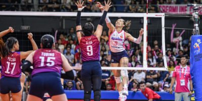 Bernadeth Pons delivers a powerful hit against Choco Mucho’s defense. [PVL Images]