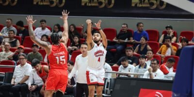 Barangay Ginebra’s RJ Abarrientos goes for a shot during the Kings’ dominant win over NorthPort. [PBA Images]
