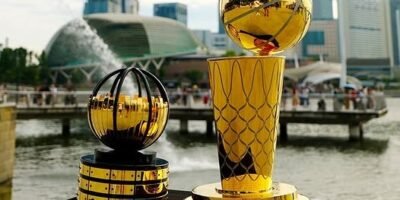 The first-ever NBA Rising Stars Invitational champions will receive the unique Building Ball Trophy, designed by artist Victor Solomon. [photo credit: NBA rising Stars Invitational Instagram]