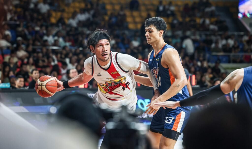 June Mar Fajardo leads San Miguel Beer to a 108-97 win over Meralco in the PBA Philippine Cup quarterfinals. [PBA Images]