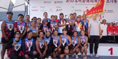 The Philippine team proudly displays their hard-earned silver medal, continuing their streak of podium finishes at the prestigious Hong Kong International Dragon Boat Races.