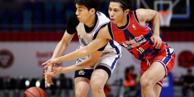 Shaun Lucido of NU-Nazareth led a late rally against Yongsan High School with a game-high 22 points. [photo credit; NBA Rising Stars Invitational]