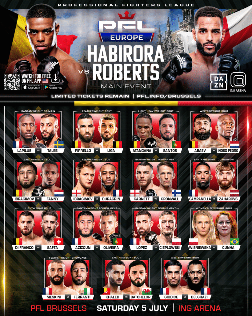 PFL Europe Brussels will feature top talent across multiple weight classes.