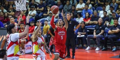 LA Tenorio fires the game-winning three in Ginebra’s win over San Miguel in Game 6 of the PBA Philippine Cup semifinals. [PBA Images]