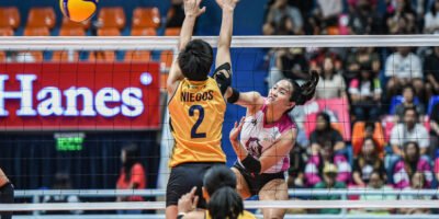 Grethcel Soltones and Dani Ravena combine on defense to help close out Capital1 [PVL Images]