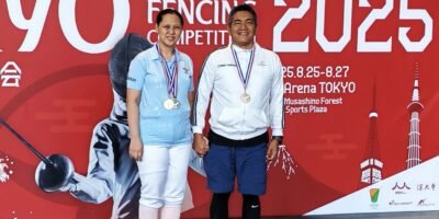 Ezkrima Philippines’ medalists Beverly and Rodolfo Alarcon proudly display their medals in Tokyo. [photo credit: Ezkrima Philippines]