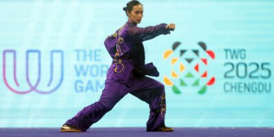 Agatha Wong performs her taijiquan routine during the women’s wushu competition at the 2025 World Games [photo credit: Chengdu World Games 2025]