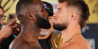 Fabian Edwards and Dalton Rosta square off for the PFL World Tournament Middleweight Final. (Cooper Neill | PFL)