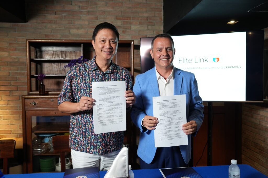 PSC Chairman Patrick Gregorio and Elite Link CEO Guillaume Lucci seal their partnership for a global athlete platform.