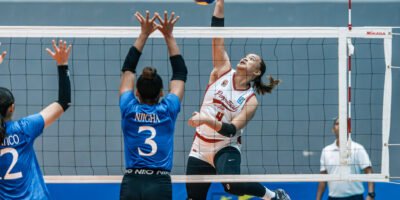 Shaila Omipon delivers a key ace for Perpetual Help Lady Altas. [PVL Images]