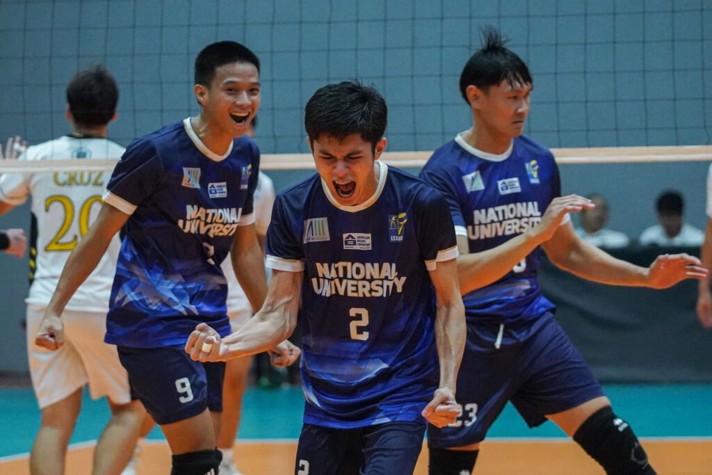 NU Bulldogs celebrate after escaping UST in a thrilling five-setter at Paco Arena in the V-League 2025. [PVL Images]