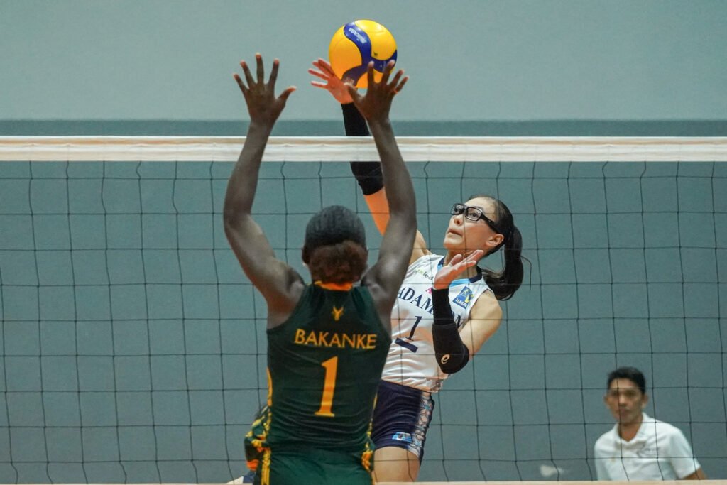 Shaina Nitura soars for one of her 27 attack points in Adamson’s win over FEU. [PVL Images]