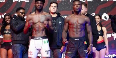 Patrick Ocheme and Mohamed Camara face off ahead of their PFL Africa first round bout.