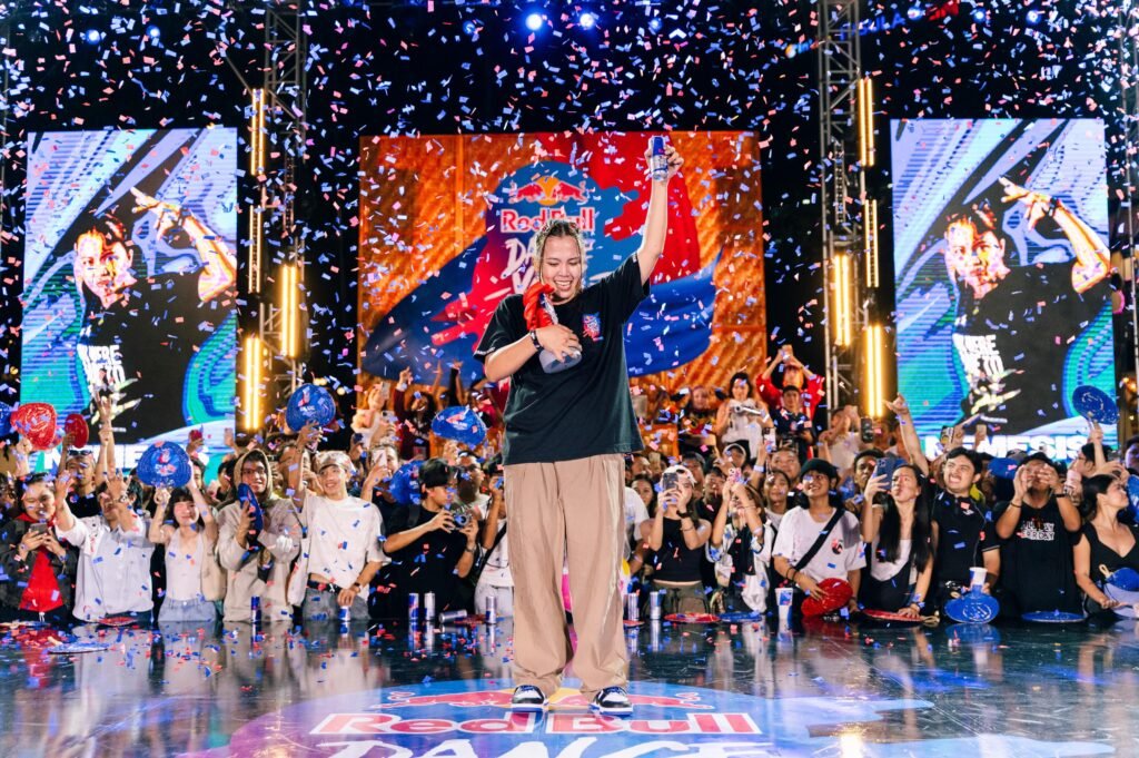 Nemesis celebrates after winning the Red Bull Dance Your Style National Finals in Cebu. (Photo credit: Michael Perfecto/Red Bull Content Pool)