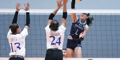 Adamson’s Shaina Nitura rises for a kill against Ateneo defenders. [PVL Images]