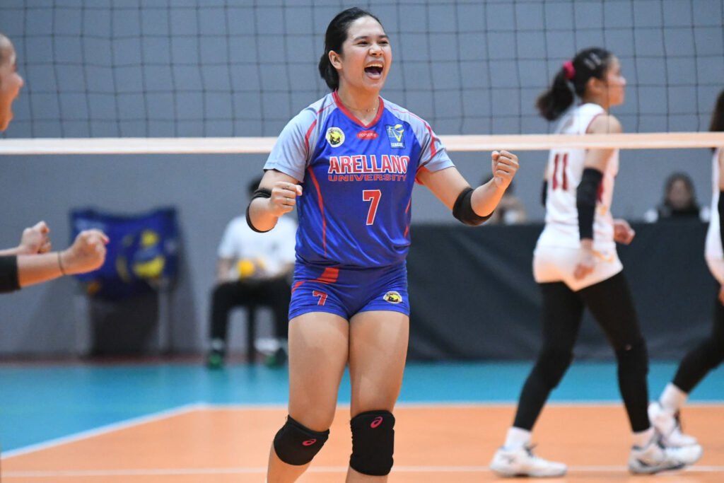 Laika Tudlasan powers through Perpetual’s blockers for one of her 26 spikes. [PVL Images]