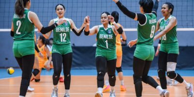 The Lady Blazers celebrate their fourth straight Final Four appearance. [PVL Images]