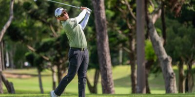 Rattanon Wannasrichan studies a putt during the third round of the Mercuries Taiwan Masters. [Asian Tour photo]