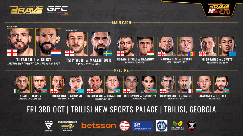 BRAVE CF will bring its first-ever card to Georgia on Oct. 3.