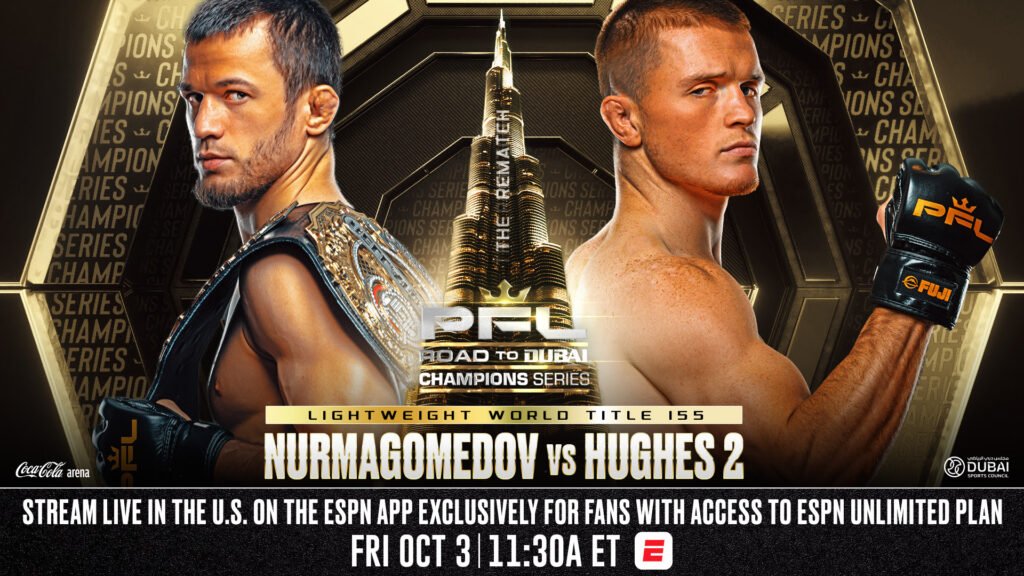 Usman Nurmagomedov prepares for the lightweight title defense at Coca-Cola Arena during PFL Champions Series: Road to Dubai.