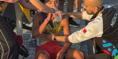 Euan Arrow Ramos is tended to by AYG medical staff at Sofitel Bahrain. [POC photo]