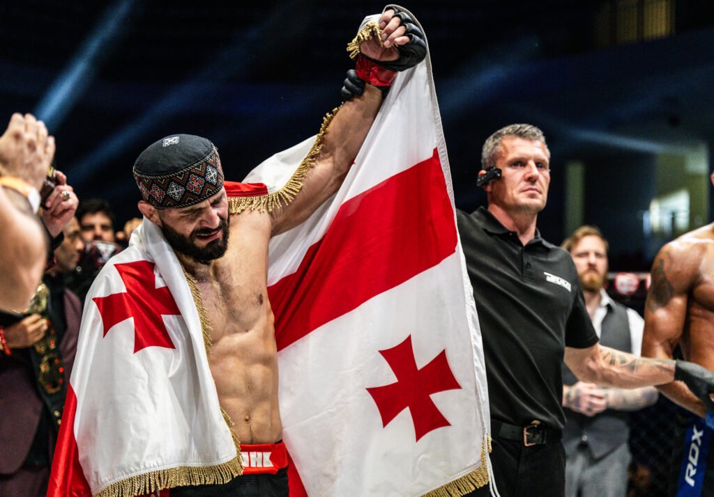 Rauli Tutarauli celebrates his interim title win in front of a jubilant Tbilisi crowd.