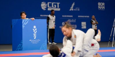 Meggie Ochoa coaching the Philippine youth jiu-jitsu team at the Asian Youth Games. [POC photo]
