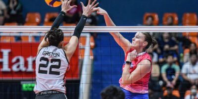 Coco Schwan spikes for Creamline against Chery Tiggo. [PVL Images]