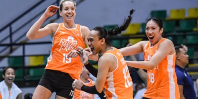 Eli Rousseaux celebrates after scoring one of her 38 points in Farm Fresh’s opening win over Nxled. [PVL Images]